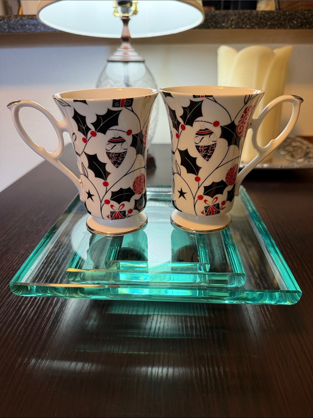 Heirloom Fine Bone China Mugs.  Made in England.  Set of two.